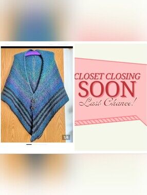 MAKE AN OFFER///Blue-Purple Knit Shawl Cardigan with Button Front